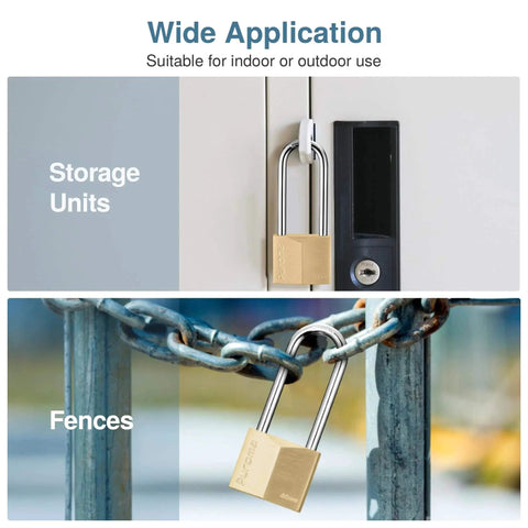 Keyed Padlock Waterproof Solid Brass Lock 2.6 Inch With Keys used on lockers and fences for secure outdoor and indoor storage.