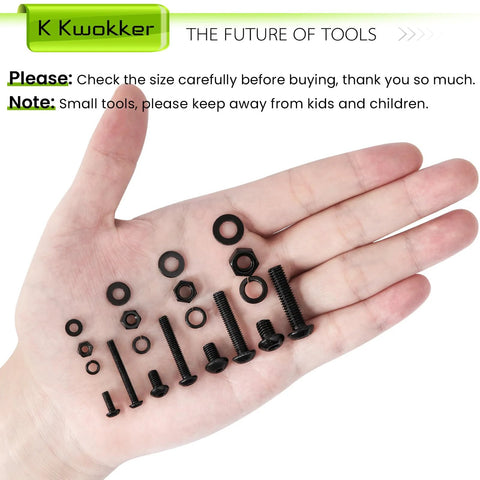 All In One 1160Pcs M3 M4 M5 M6 Nuts And Bolts Kit With Lock Washers Zinc Plated Hex Button Head Screws 12.9 Alloy Steel Fasteners.