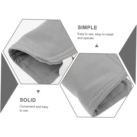 Two Pack Door Silencers For Noise Reduction And Quiet Door Closer Cushion Easy Install Gray Safe For Nurseries Rooms And Offices That Reduces Door Slams And Prevents Accidental Locking; close-up view of gray cushions with text 'Simple' and 'Solid'