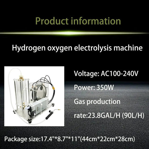 Pro Grade Electrolysis Water Machine With Oxy Hydrogen Flame For Water Welding AC 100 To 240 Volt 350 Watt display