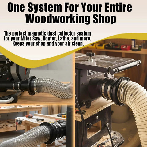 Magnetic Dust Collection Fittings Kit 20-Piece Quick Connect System for Woodworking and Shop Vac Use connected to workshop tools