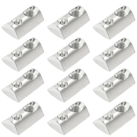 30 Pcs M6 Half Round Spring T Nuts For 4040 Aluminum Extrusion Profiles, Carbon Steel With Nickel Plating, European 40 Series