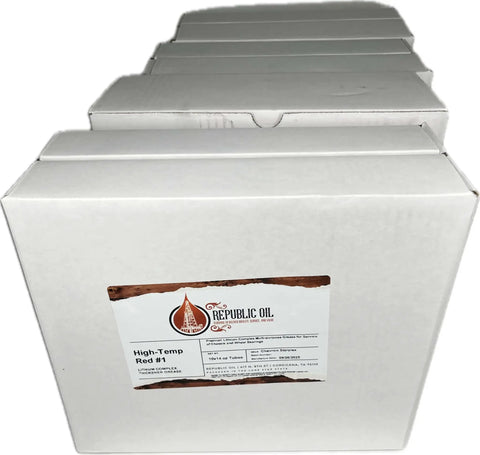 Boxes of Heavy Duty High Temp Red Number One EP1 Lithium Complex Multi Purpose Grease, 40 Tubes In 4 Boxes, Extreme Pressure Lubricant