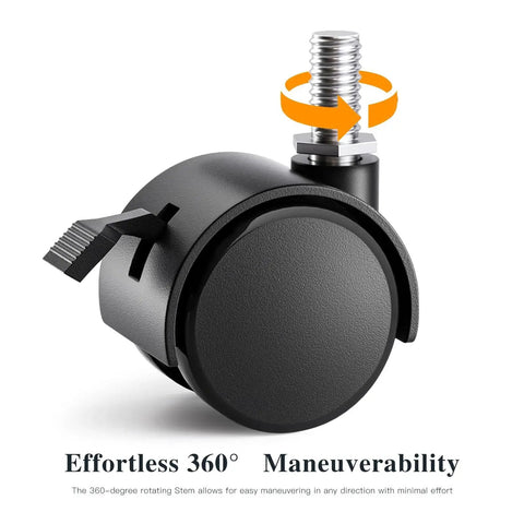 1.5 Inch Nylon Swivel Caster Wheels Set Of 4 With 5/16 Inch Threaded Stem, Locking Furniture Casters, close-up of single wheel