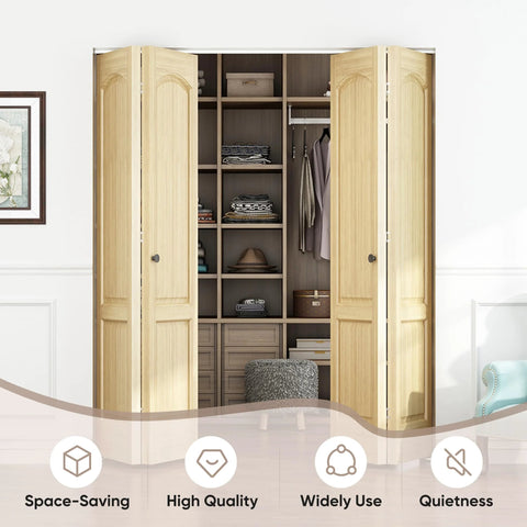 72 Inch Top Mounted Bifold Door Hardware Kit For Inside Doors, Closets, Bathrooms And Cabinets, installed in closet