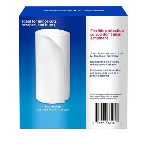 Flexible Sterile Rolled Gauze Dressings For Minor Wounds With Soft Padding And Instant Absorption 3 Inches By 2.1 Yards Value Pack Of 5 Band Aid Brand Of First Aid packaging