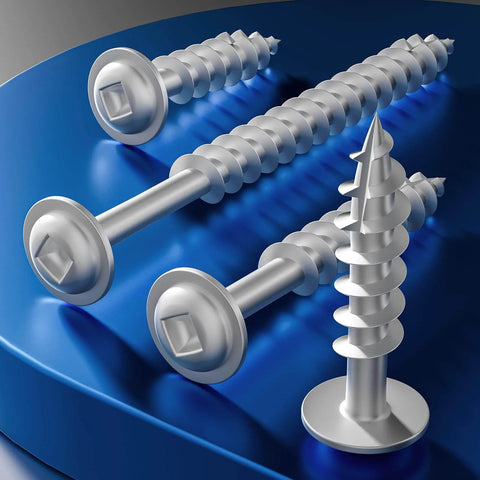 White Pocket Hole Screws Set Size Eight By Two And A Half Inch, Seventy Pieces, Self Tapping Wood Screws With Round Head