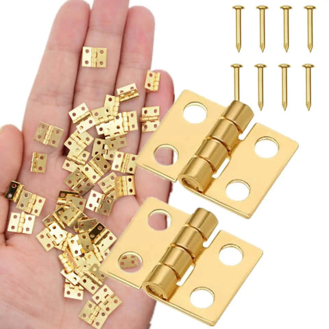 Gold 180 Degree Mini Brass Hinges Set For Dollhouse Furniture And Jewelry Boxes With 48 Hinges And 192 Screws 10x8mm Easy Install
