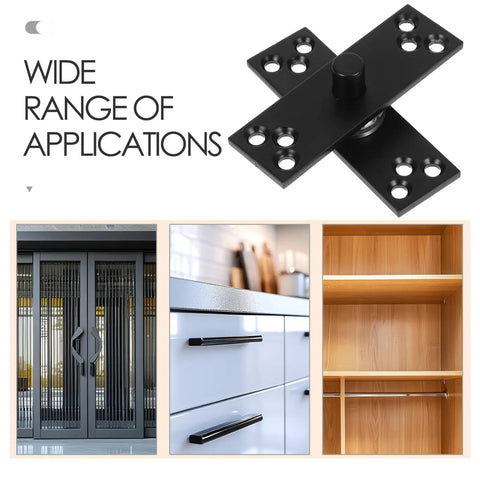 Hidden Door Hinge for Wood Doors and Secret Bookcases, Heavy Duty Stainless Steel with 360 Degree Rotation Pivot installed view.