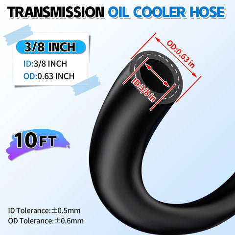 Boltigen 3/8 in ID transmission oil cooler hose, 10 ft, black, for power steering