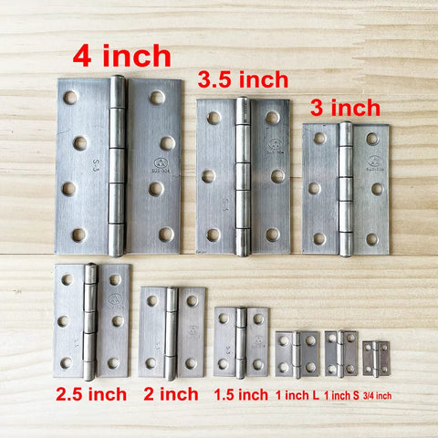 Adiyer 10pcs 304 stainless steel folding butt hinges in assorted sizes on wood background