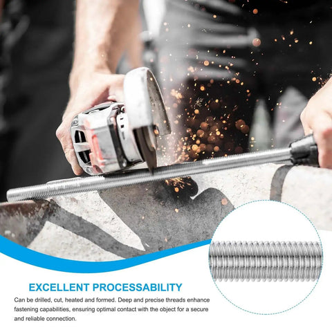 Cutting 304 Stainless Steel Fully Threaded Rod UNF 10 32 15.7 Inch Right Hand 2 Pack with sparks flying
