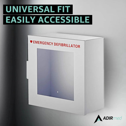 No Frills Durable Wall Mount AED Cabinet With Easy Pull Latch For Quick Defibrillator Access Non Alarmed Box visible