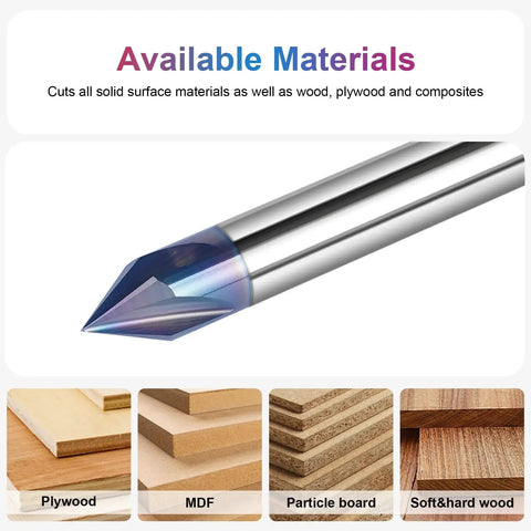 TAC Coated 60 Degree V Groove Router Bit With 4 Flutes And 1/4 Inch Shank Carbide Chamfer End Mill for cutting materials