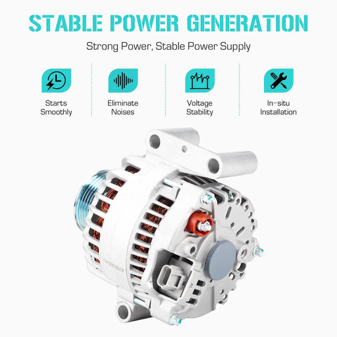 New 7.3L Alternator For Excursion 2000 2001 And F 250 F 350 Super Duty 1999 2001 Ambulance Package Primary Or Non Ambulance Replacement Part Plug And Play Ready Replaces 112949 F81U 10300 EB shown in white with copper coils