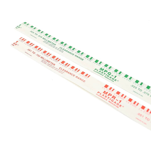 Plastigage 2 Piece Set For Measuring Engine Rod And Main Bearing Clearances Professional Grade Automotive Tool in white and green strips