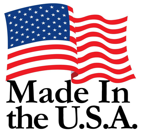 American flag graphic featuring waving stars and stripes and Made In the U.S.A. text