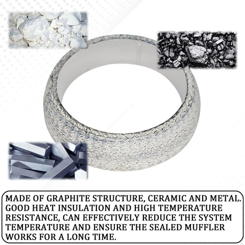 Pvotawp 48mm exhaust flange gasket; donut-shaped graphite-ceramic-metal construction, universal for SUV, truck, RV exhaust.