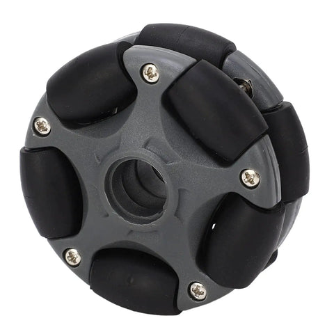 Omni Directional 58mm Plastic Wheel With Double Row 360 Degree Rotation For Robots Go Karts And ATVs in black and grey