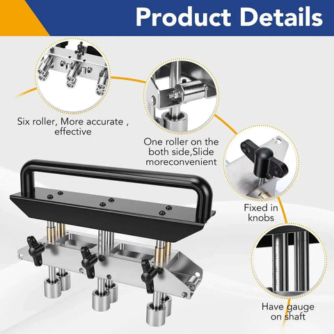 Three Station Roller For Bending Metal Roofing Materials From Zero To Ninety Degrees with details of six rollers and fixed knobs