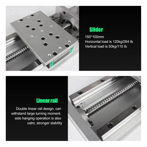 ZBX150 500mm Stroke CNC Linear Stage Motion Actuator X Y Z Axis Cross Sliding Table with 1605 Ballscrew and Double Linear Guide Rails