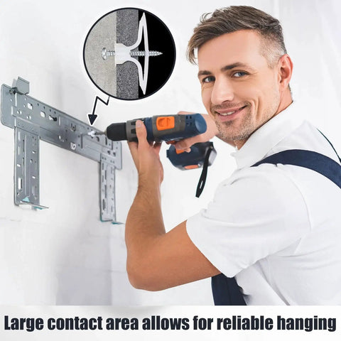 Man using drill to install Drywall Anchor Kit 25 Pieces Plastic Self Drilling Expansion Anchors With Screws And Red Key For Drywall