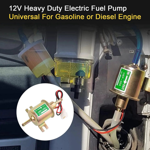 12V Low-Pressure Electric Fuel Pump Kit With Filter, 6.56 Ft 5/16 Inch ID Fuel Line, Durable Wiring for carburetors and engines