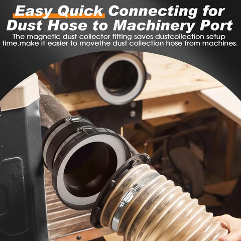 Magnetic Dust Collector System For 4 Inch Shop Vacuums One To Multi Port Starter Kit with Mag Port Connector and Couplers
