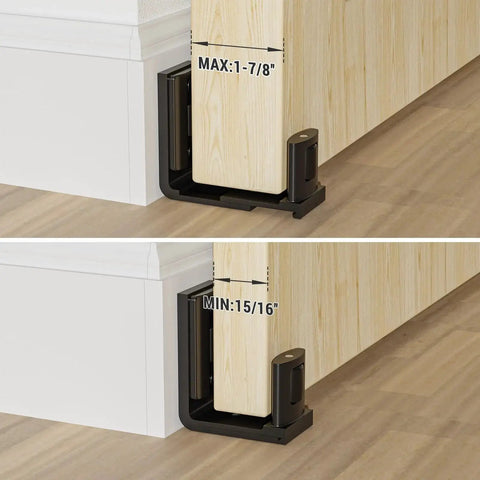 Sliding Barn Door Bottom Floor Guide With Adjustable Roller For All Door Sizes Flush Flat Design Stay Roller Black Solid Steel Construction Anti Corrosion Finish Fits Doors Up To Two Inches Thick 2 Pack