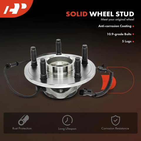 Front Wheel Bearing And Hub Assembly With ABS For Dodge Ram 1500 2006 2009, five stud wheel, heavy load capacity, automotive grade steel.