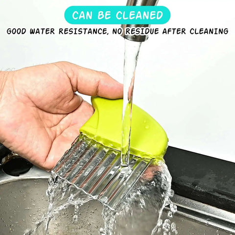 Two Pack Crinkle Cutters Stainless Steel Crinkle Chopper With Wave Blade Potato Slicer being rinsed under water in a sink