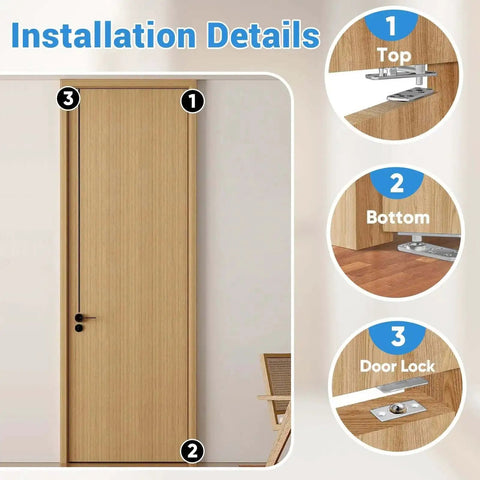 Installation details of 2 Piece Stainless Steel Hidden Door Hinge Pivot 570 Lbs Heavy Duty Invisible Door Hardware For Secret Room