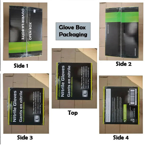Heavy Duty 6 Mil Black Nitrile Gloves Latex Free For Industrial Food Tattoo box packaging views