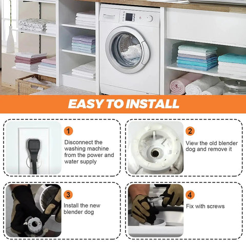 Washer agitator dogs kit for Whirlpool Ken-More washer; front view in a laundry room with an orange install banner.