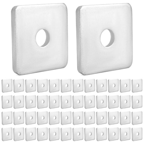 QWORK galvanized square washer plates set, 50 pcs; 1/2 in ID, 2x2 in OD, 3/16 in thick.