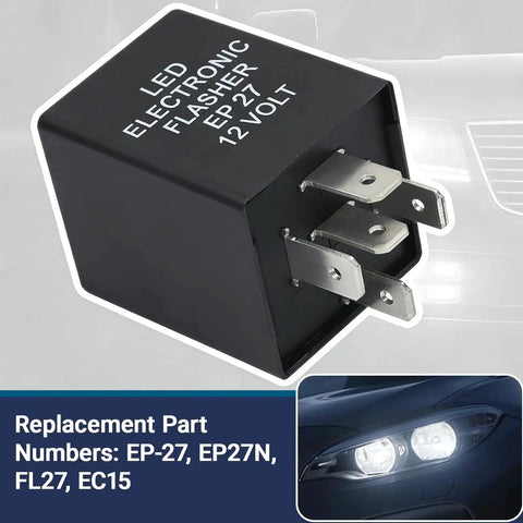 5 Pin LED Turn Signal Flasher Relay for Hyper Flash Fix EP27N Electronic Indicator close-up with part numbers shown