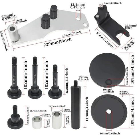 Vacuum Pump Sealing Cover Remover Installer For BMW N53 N54 N55 Engines with dimensions, compatible with OEM 118530 110290 118650
