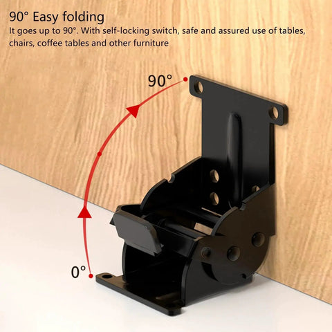 Heavy Duty Industrial Locking Hinges With 90 Degree Foldable Leg Brackets installed on wooden surface, high load capacity