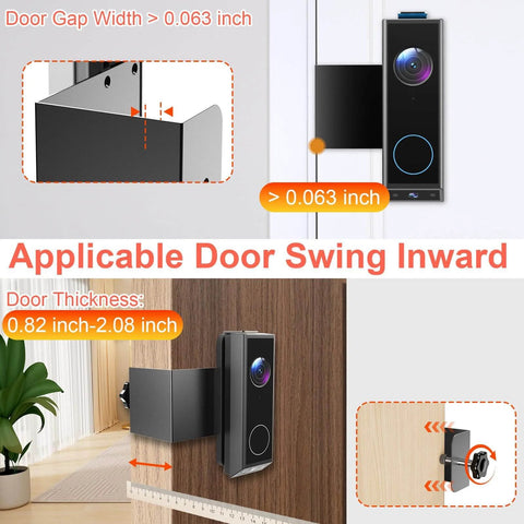 Anti-Theft Video Doorbell Mount For E340 With No Drill Adjustable Bracket And Tamper-Proof Screws on inward-swing door