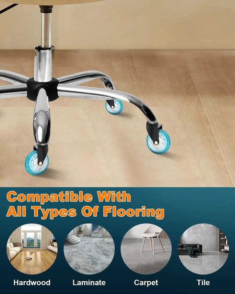 Universal 3-Inch Heavy-Duty Chair Casters With Precision Ball Bearings For All Floor Surfaces shown on office chair