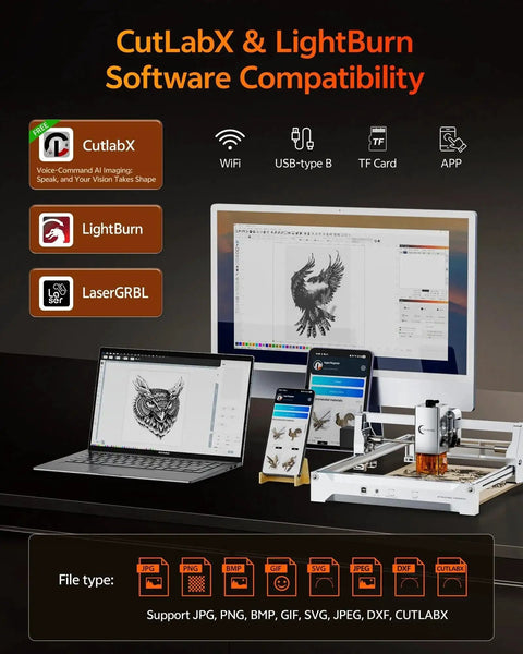 Dope 12W Laser Engraver And Cutter For Wood Metal Acrylic Glass Stone With 7.9 by 11.8 Inch Bed software compatibility display