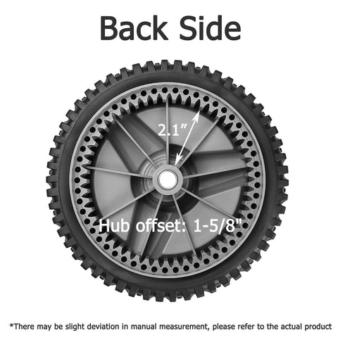Back view of Front Drive Wheels Replacement For HU700F Self Propelled Lawn Mower 2 Pack Gray With 53 Gear Teeth