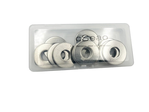 cSeao 100 pcs stainless steel flat washers in clear case, 3/16 in ID x 1/2 in OD, 1.0 thick, 304 SS, plain finish