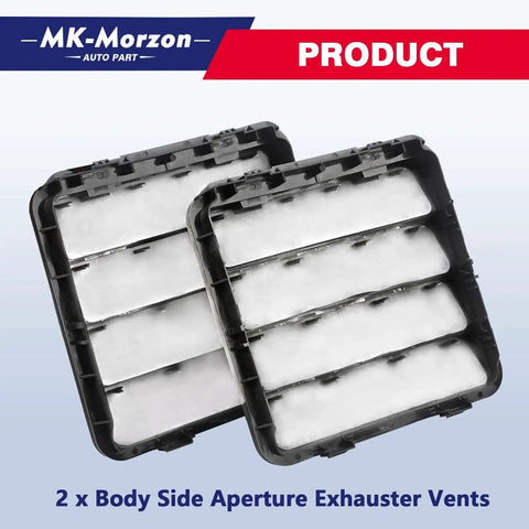 Body Side Cabin Vent Exhauster for Ram 1500 2500 3500 and Wrangler, two-pack, showcasing vent design and materials