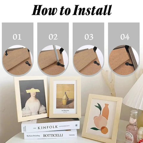 Installation guide for 100 Pack Metal Picture Frame Turn Buttons And Screws For Hanging Pictures Black Backing Clips Frame Hardware Kit