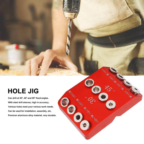 Pro Grade 30 Degree 45 Degree 90 Degree Drill Guide For Woodworking With Steel Drill Sleeves Aluminum Alloy Hole Jig For Furniture Assembly DIY Crafting Precise Drill Locator Fixture Tool
