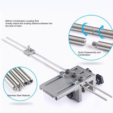 Dowel Jig Kit With Quick Release, Pro Grade Self Centering And Adjustable 6mm 8mm 10mm Drill Sleeve Options, metal rods