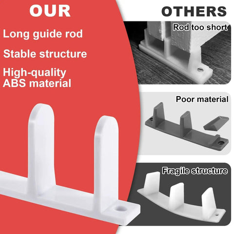 Comparison of 2 Pack Sliding Closet Door Floor Guide For 1-3/8 Inch Thick Doors, Universal ABS Plastic Floor Guides With 4 Screws, White Sliding Door Hardware highlighting superior features.