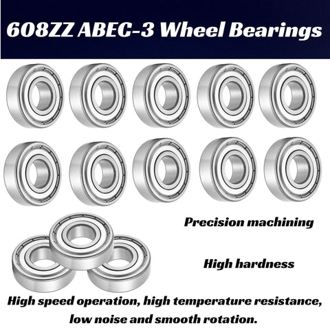 608ZZ ball bearings, 100 pcs, 8x22x7 mm, steel, double shielded