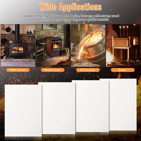 Antrys 4-pack ceramic fiber gasket sheets, high-temp gasket material, 7x10x1/8 in for stoves and kilns